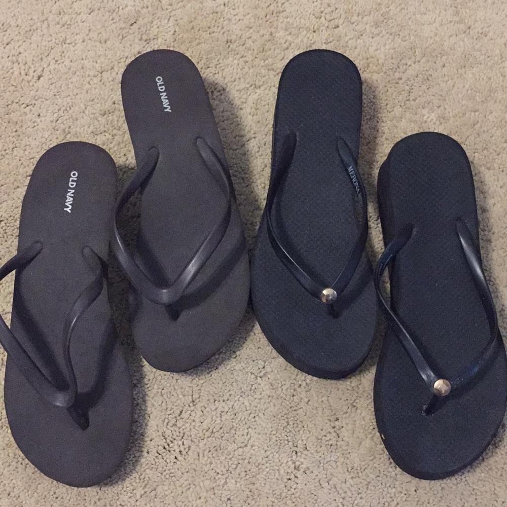 Two pairs of platform flip flops size 9